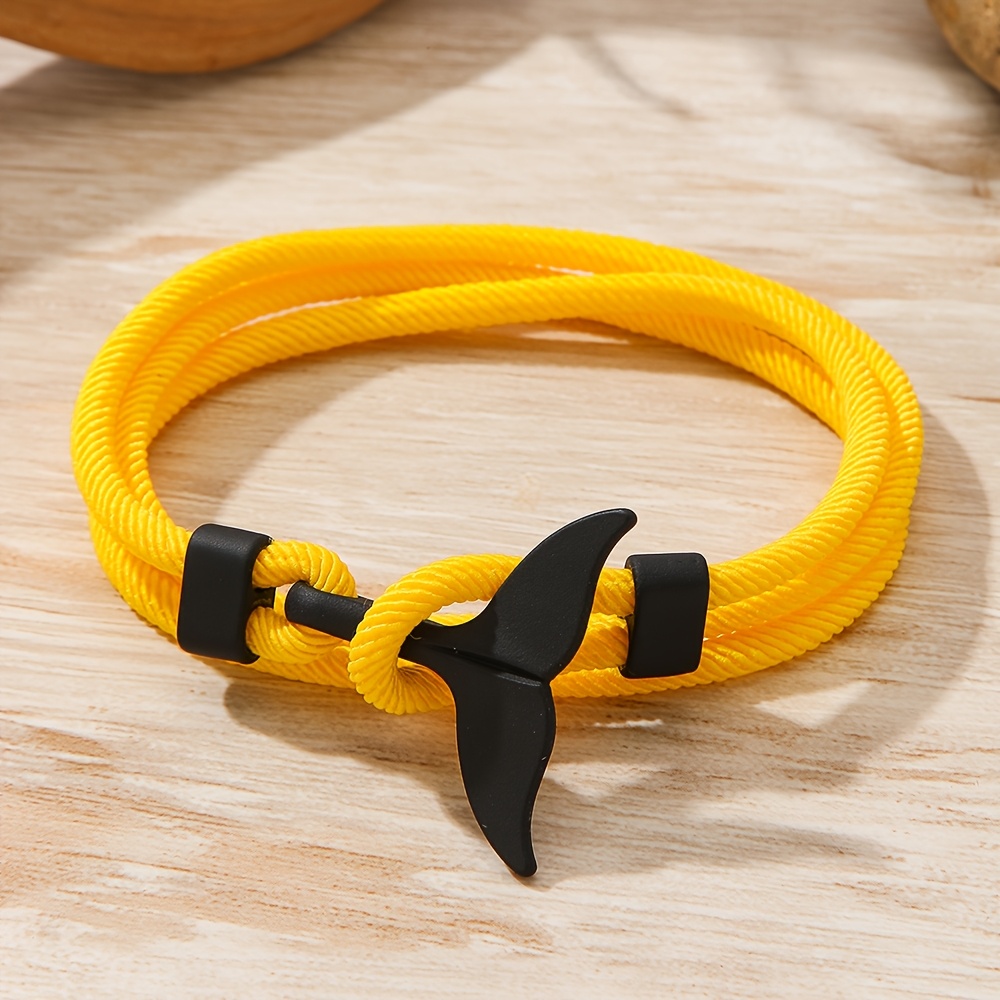 Men's Nautical Whale Tail Hand Braided Rope Bracelet